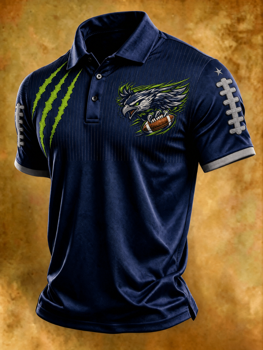 Men's Retro Football Collar Polo T-Shirt