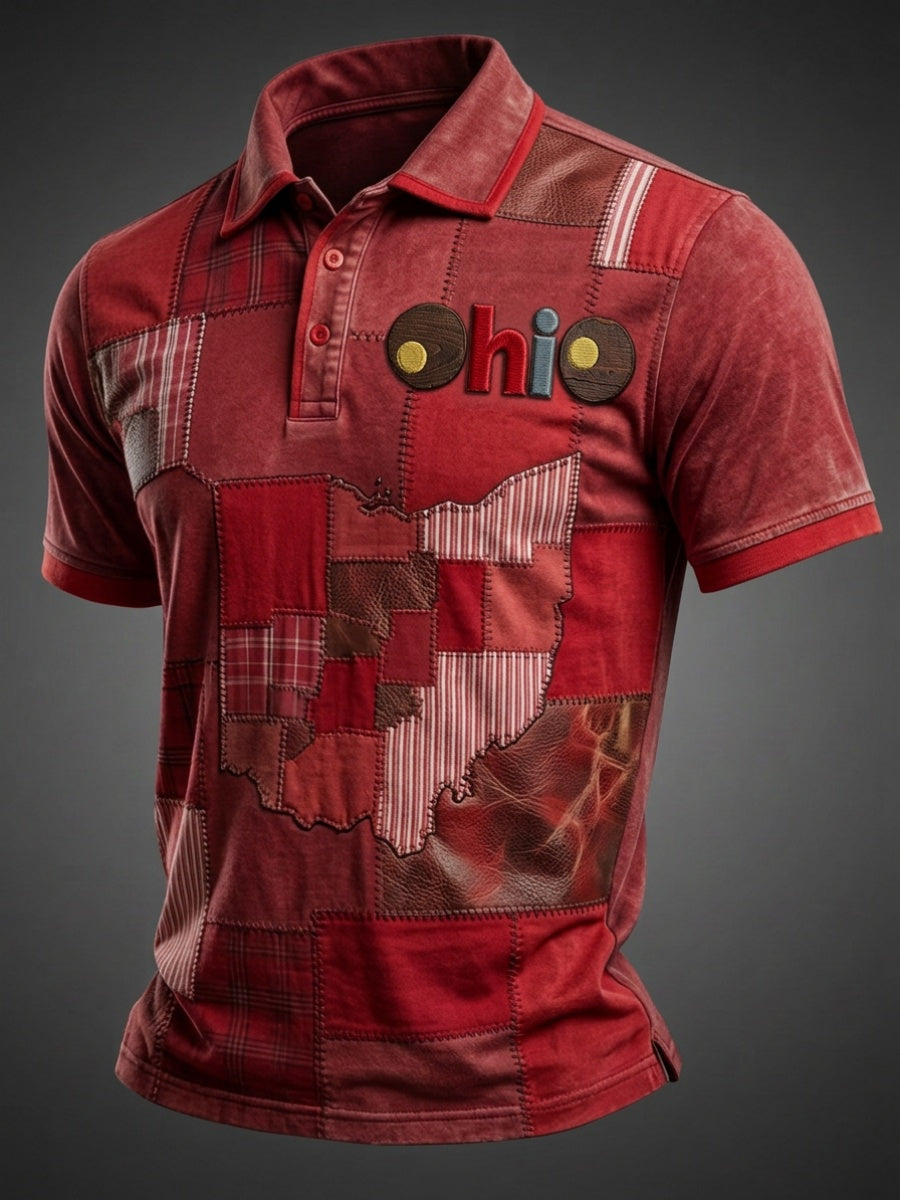 Men's Football Print Casual Polo Shirt