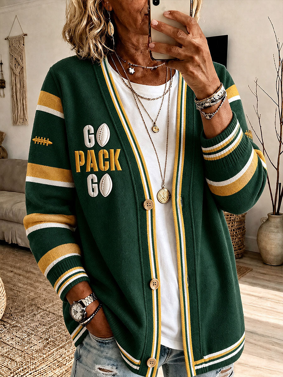 Women's Football Print Cardigan