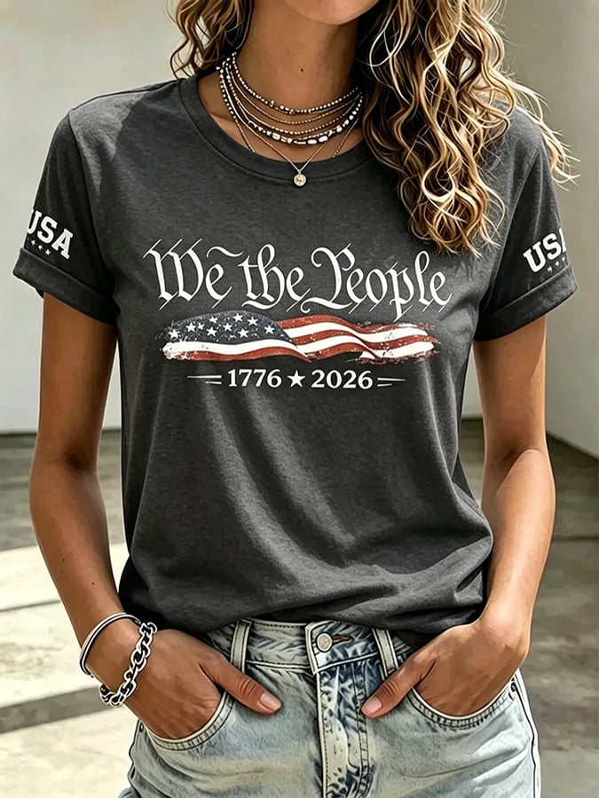 Women'S Independence Day Print Short-Sleeve Top