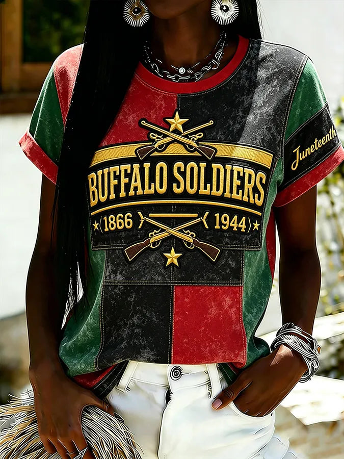 Women'S  Buffalo Soldier Printed Casual T-Shirt