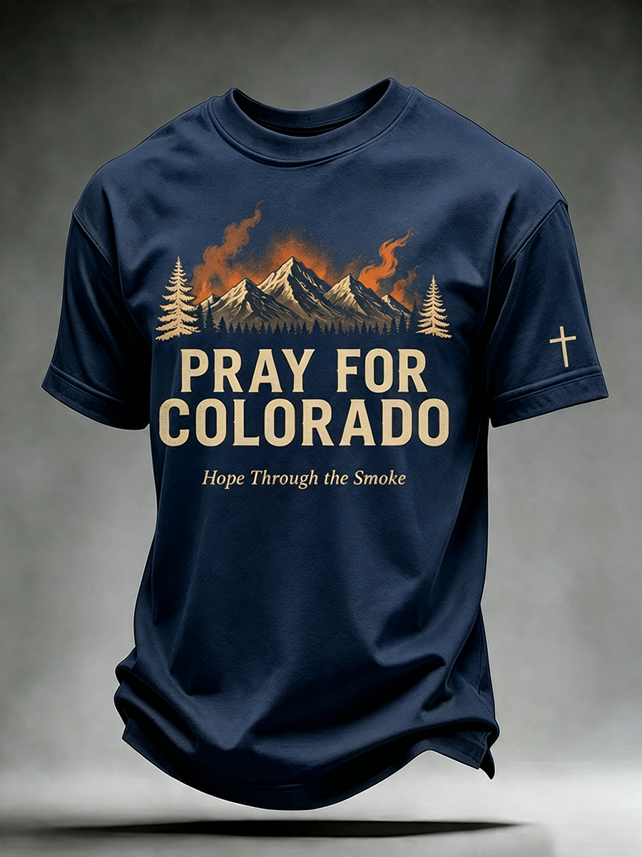 Pray For Colorado Hope Through The Smoke Mountain Forest Vintage Graphic Short Sleeve T-Shirt