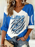 Women'S Football Print Waffle Top