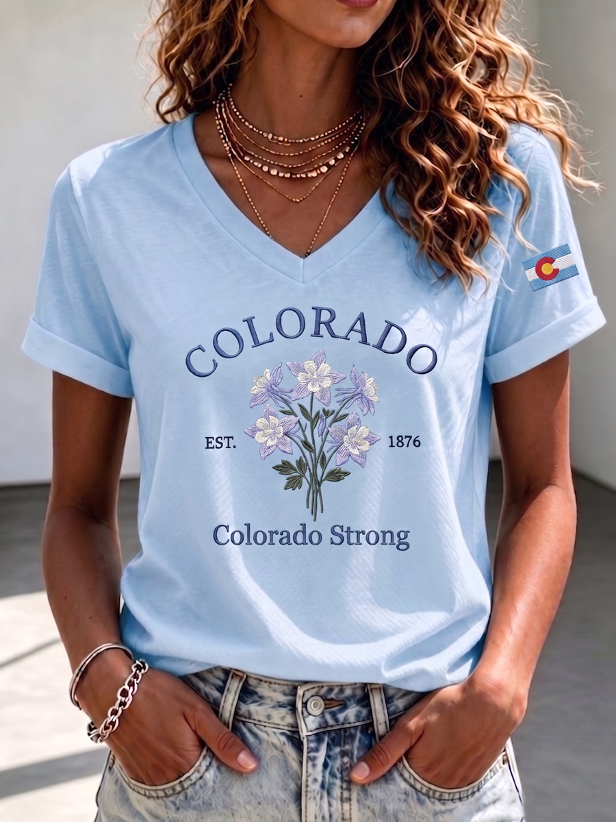 Women'S Colorado Strong: Rising From The Ashesn Printed T-Shirt  V-Neck T-Shirt