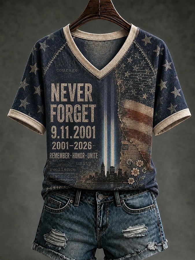 9.11 Never Forget Printed T-Shirts