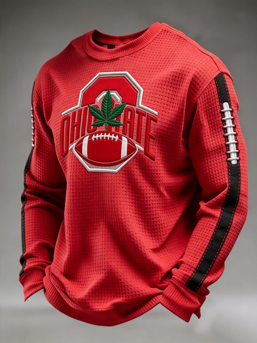Men'S Football Game Printed Waffle Sweatshirt