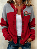 Women's Football Printed Knitted Cardigan