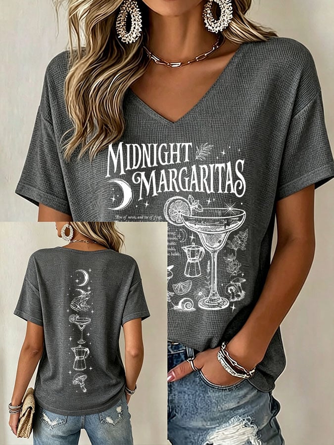 Women's Midnight Margaritas Print Casual T-shirt