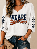 Women'S Rugby Patterned Waffle V-Neck Top