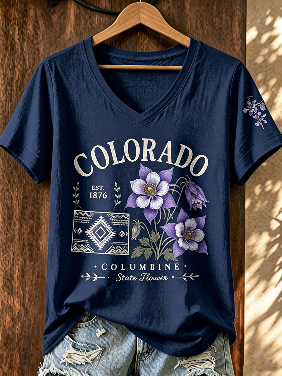 Women'S Colorado Printed V-Neck T-Shirt