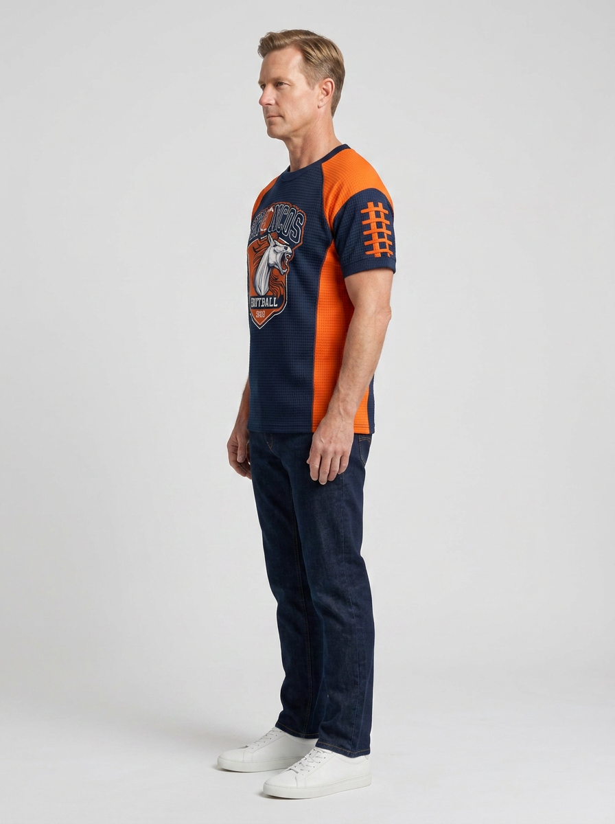 Men's Denver Broncos Football Horse Logo Printed T-shirt