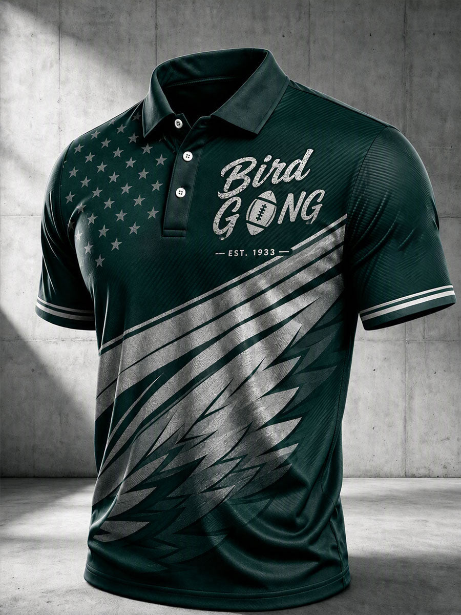 Men'S Football Print Casual Polo