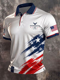 Men'S America Flag Print Casual Polo Shirt