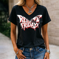 Women's Red Friday Inspired Print V-Neck T-Shirt