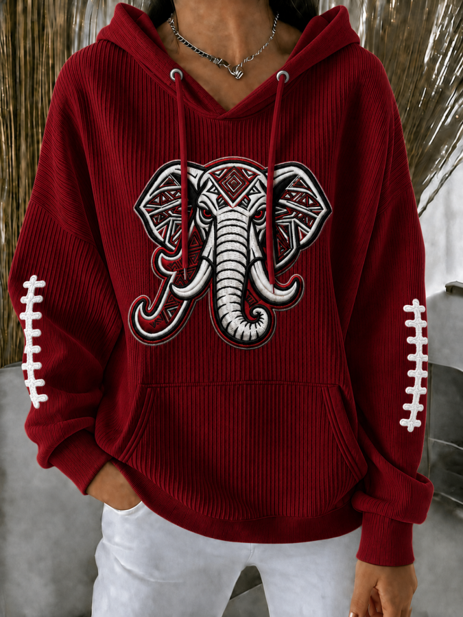 Women'S Football Printed Hooded Sweatshirt