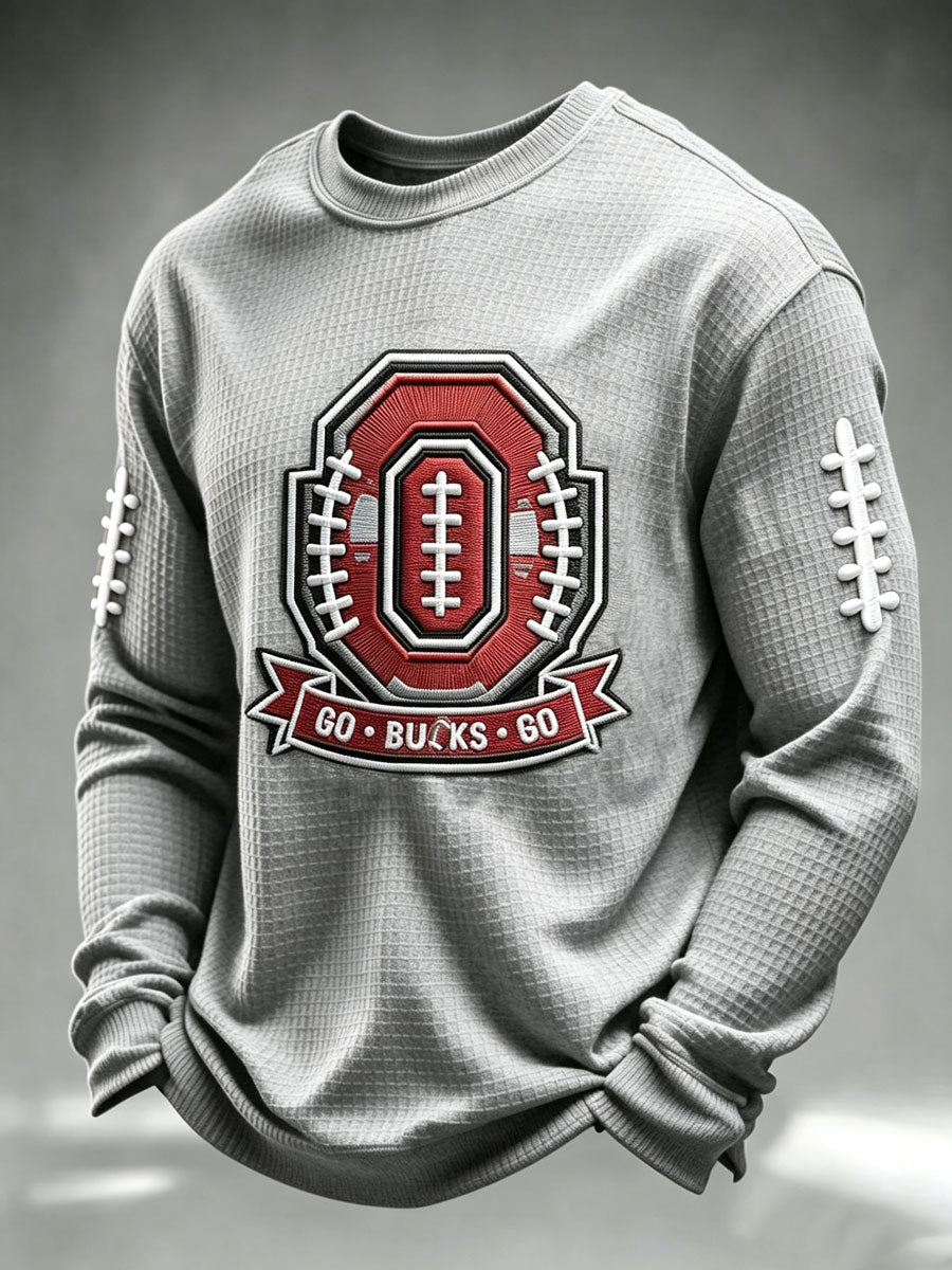 Men'S Football Game Printed Waffle Sweatshirt