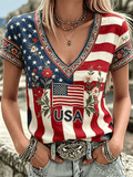 Women's America Floral Print T-Shirt