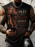 Men's Fire Cross Firefighter Honor The Brave Print Tank Top