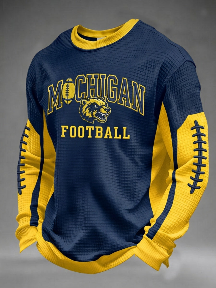 Men'S Football Game Printed Waffle Sweatshirt