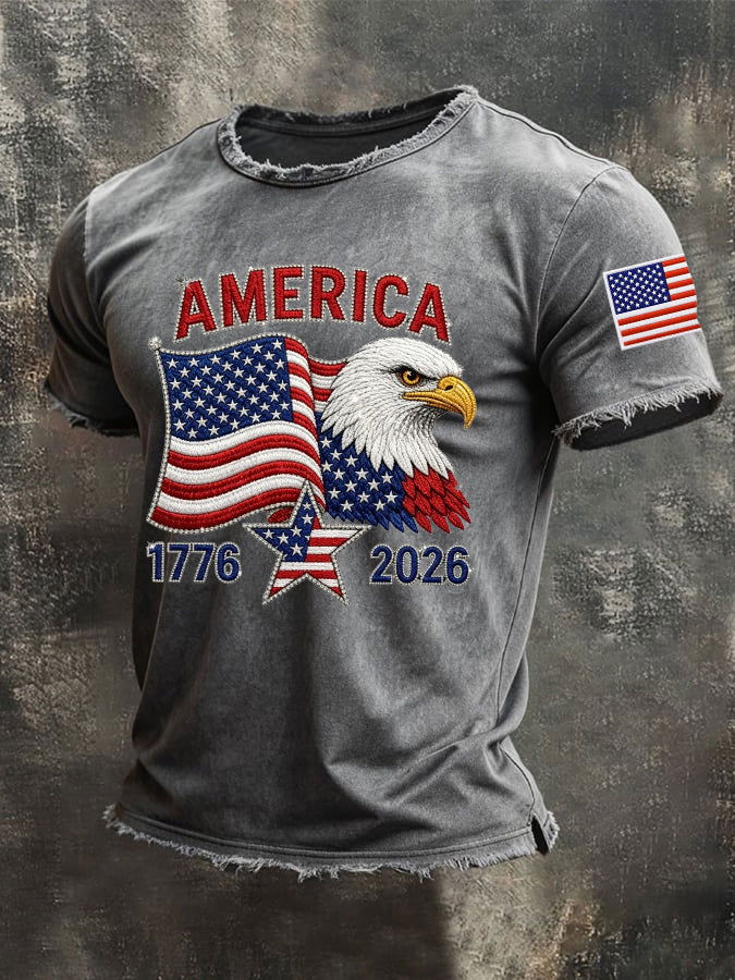 Men'S America Flag Printed Casual T-Shirt