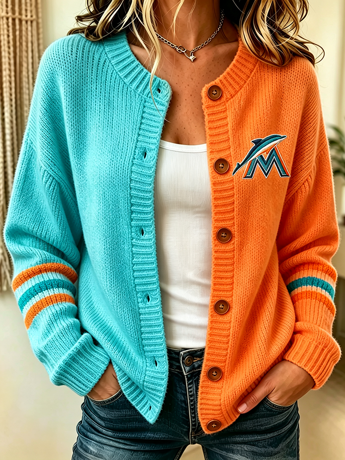 Women'S Casual Football Plant Knitted Cardigan Top