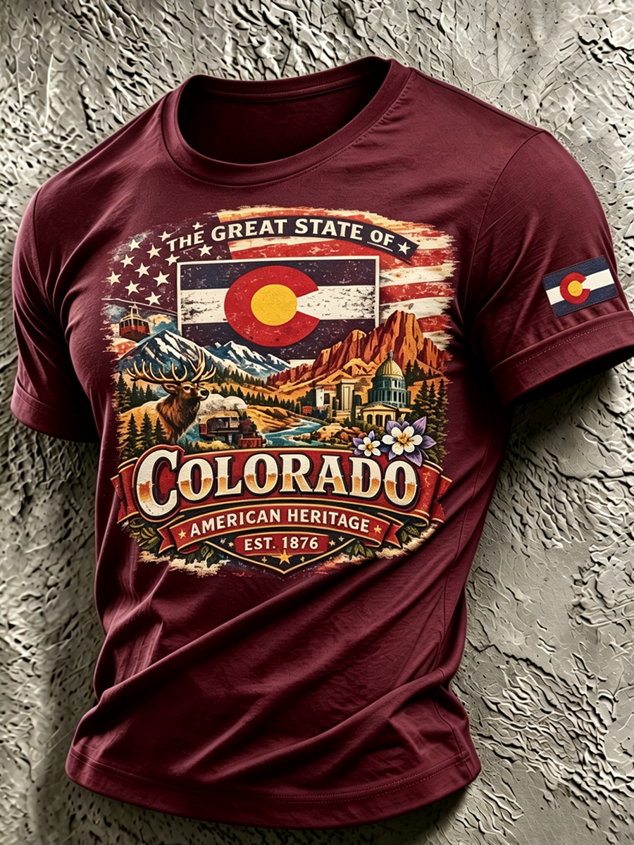 Men's Colorado Strong Print Short Sleeve T-Shirt