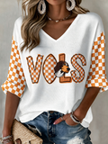 Women'S Football Print Waffle Top