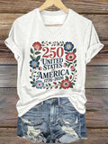 Women's 250th Anniversary American Casual Printed Short-Sleeve T-Shirt