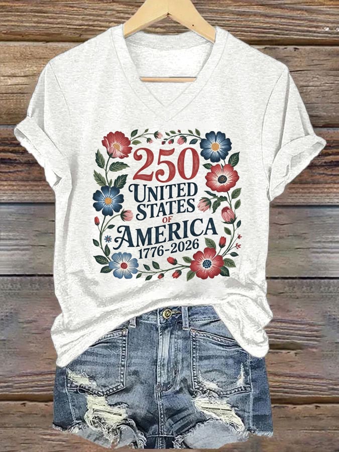 Women's 250th Anniversary American Casual Printed Short-Sleeve T-Shirt
