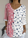 Women's America 250th Anniversary Print Casual V-Neck T-Shirt
