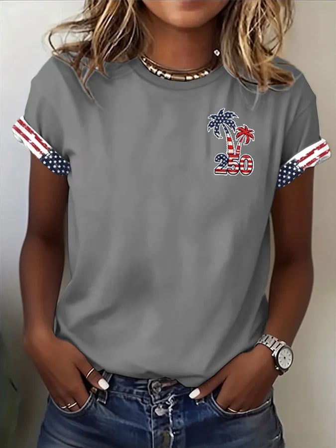 Women'S Independence Day Print Short-Sleeve Top
