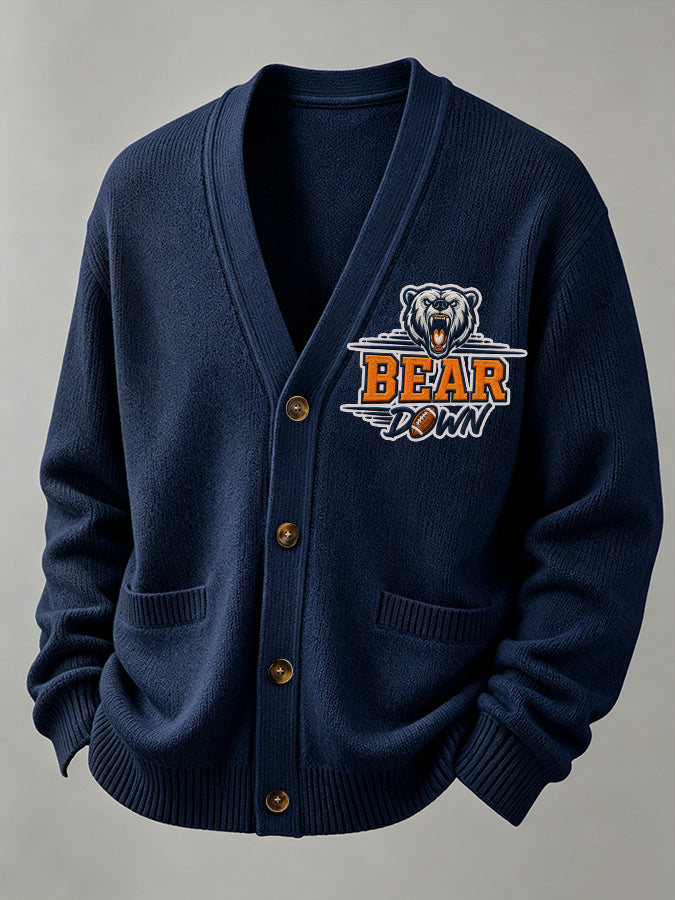 Men'S Casual Rugby Printed Cardigan