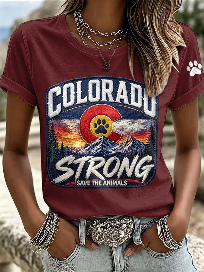 Women'S Retro Colorado Print T-Shirt