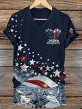 Women's Retro 250th Anniversary V-Neck Casual T-Shirt