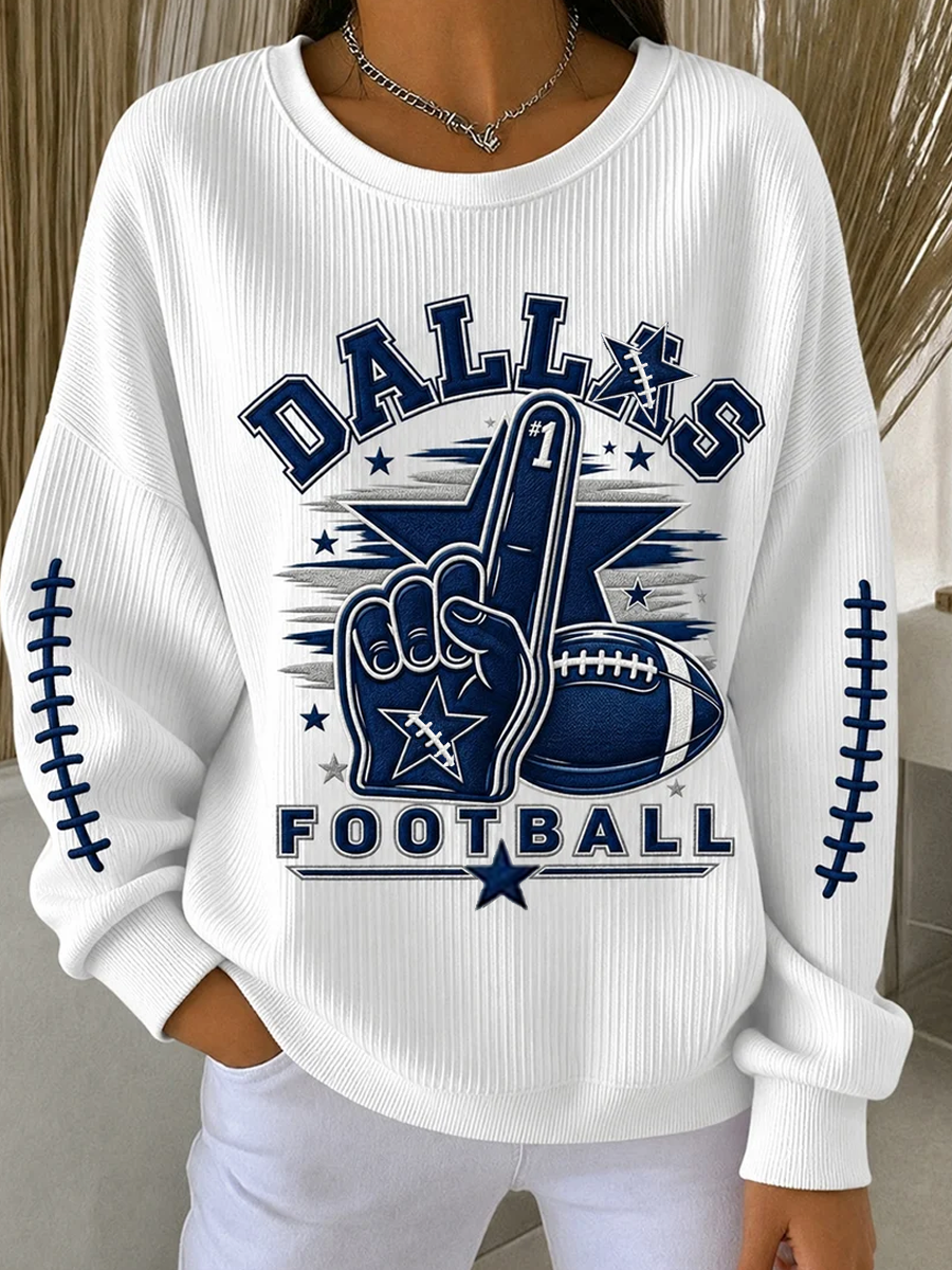 Women'S Football Print Casual Sweatshirt