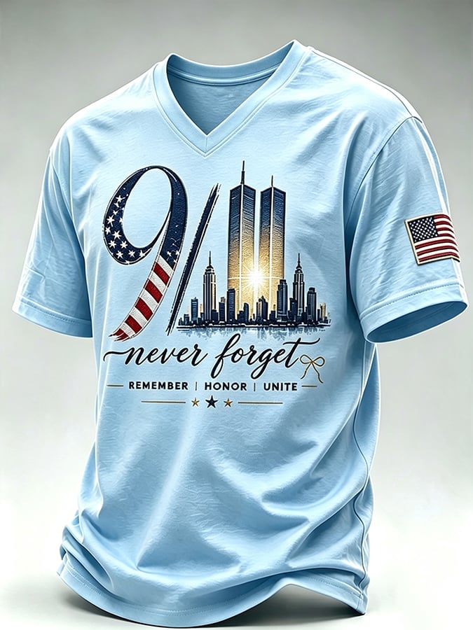 Men's 9.11 Never Forget Print Casual T-shirt
