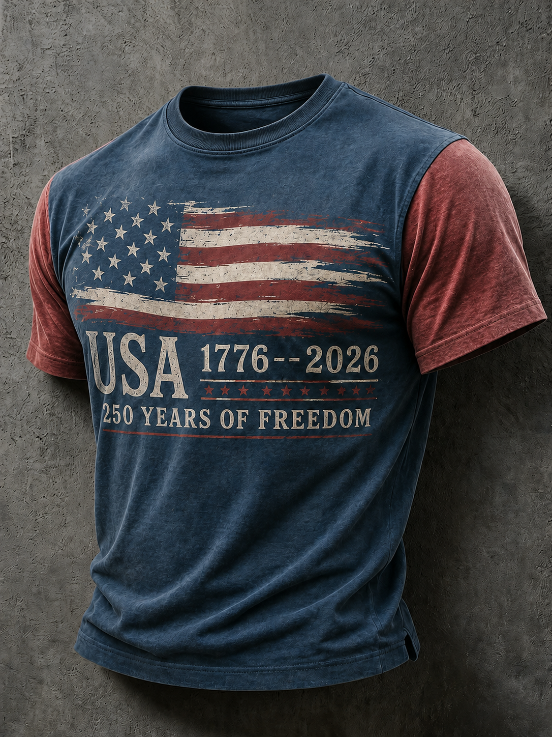 Men'S Casual American 250Th Anniversary Printed Round Neck Short Sleeved T-Shirt