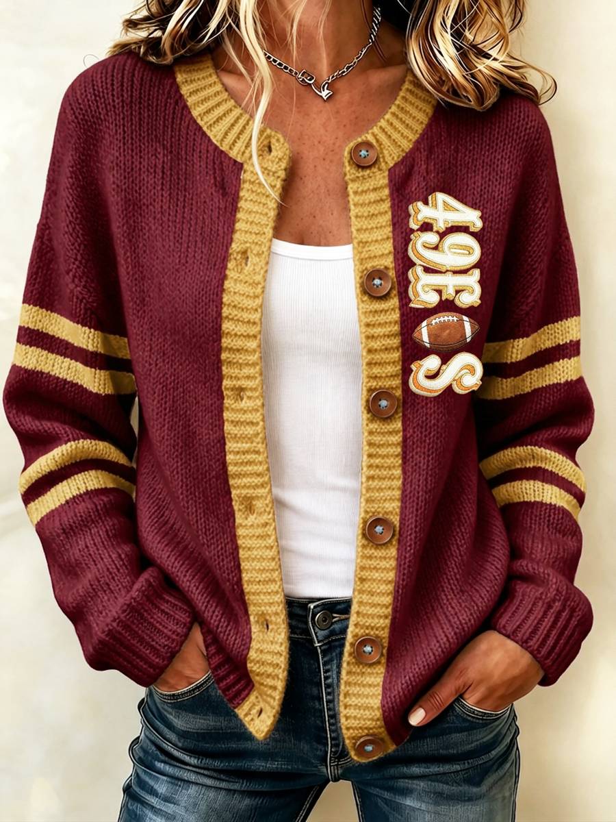 Women's Football Sports Casual Knitted Cardigan