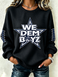 Women'S Casual Rugby Printed Round Neck Pullover