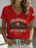 Women'S Colorado Strong Printed V-Neck T-Shirt