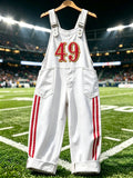 Women'S Football Printed Synthetic Denim Jumpsuit