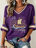 Women'S Football Print Waffle  Top