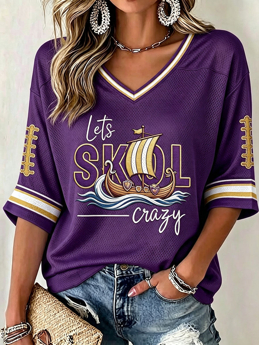 Women'S Football Print Waffle  Top