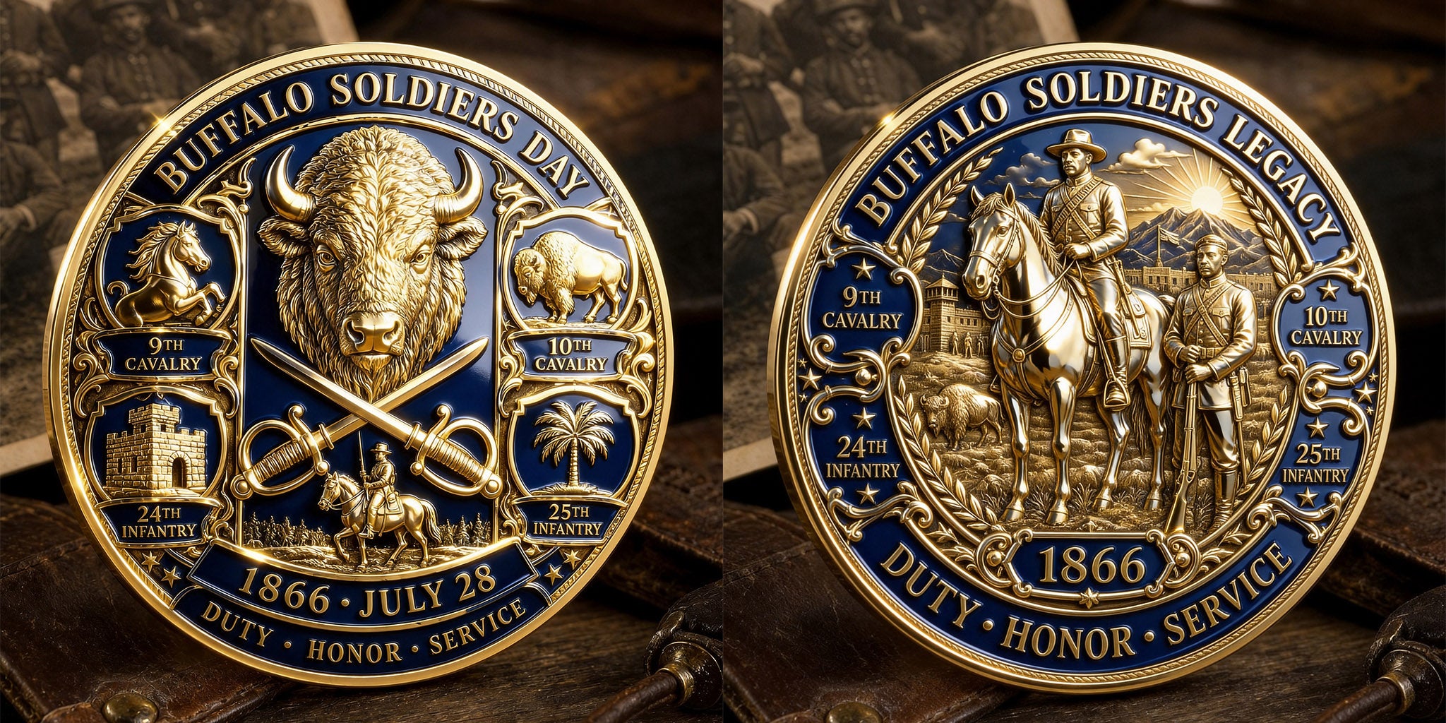 Buffalo Soldiers Legacy Commemorative Metal Medal – 1866 July 28 Honor Tribute