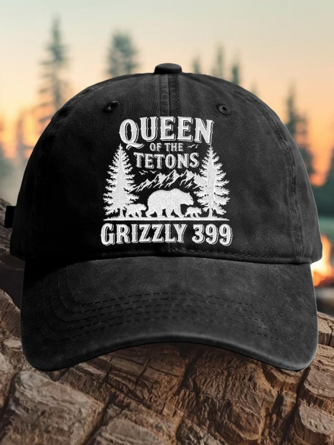 Retro Queen Of The Tetons Grizzly 399 Print Baseball Cap