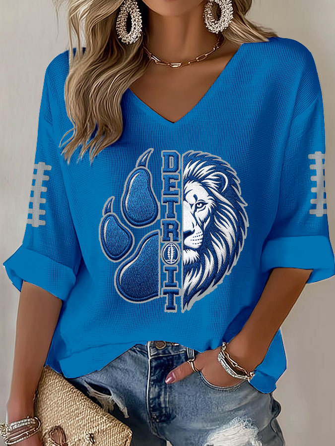 Women'S Football Print Waffle Top
