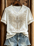 Women's Under His Wings You Will Find Refuge Cross with Wings Print short-sleeved T-shirt