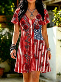 Women'S Casual American Independence Day Print Art Casual Dress