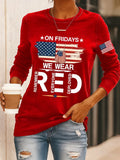 Women's Veteran Red Friday Print Sweatshirt