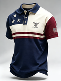 Men'S American Flag Print Casual Polo Shirt